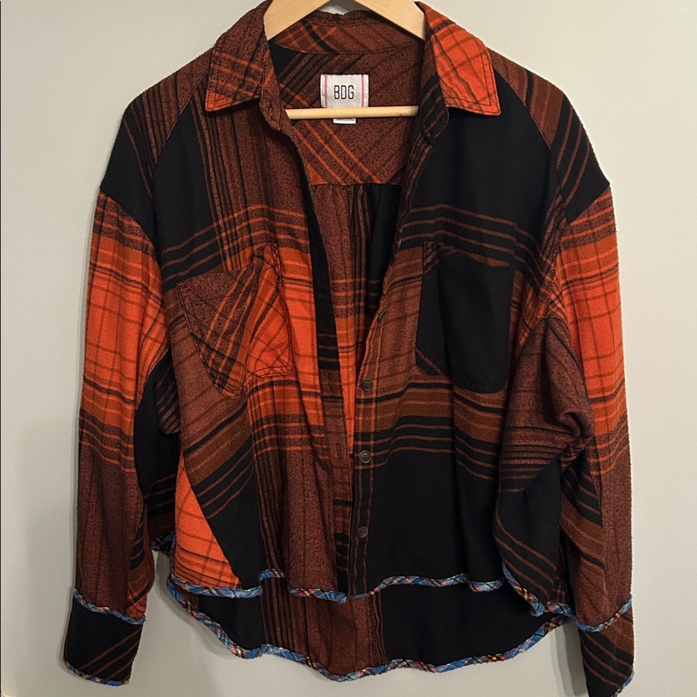 BDG Vibrant Orange and Black Flannel Shirt
